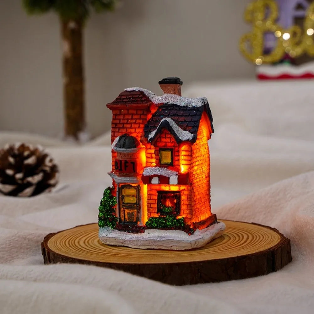 LED Christmas Village Miniature Light House Resin Ornament