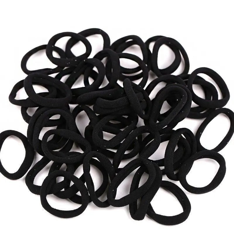 Black Seamless Elastic Hair Ties 50pcs – High Elasticity Bands