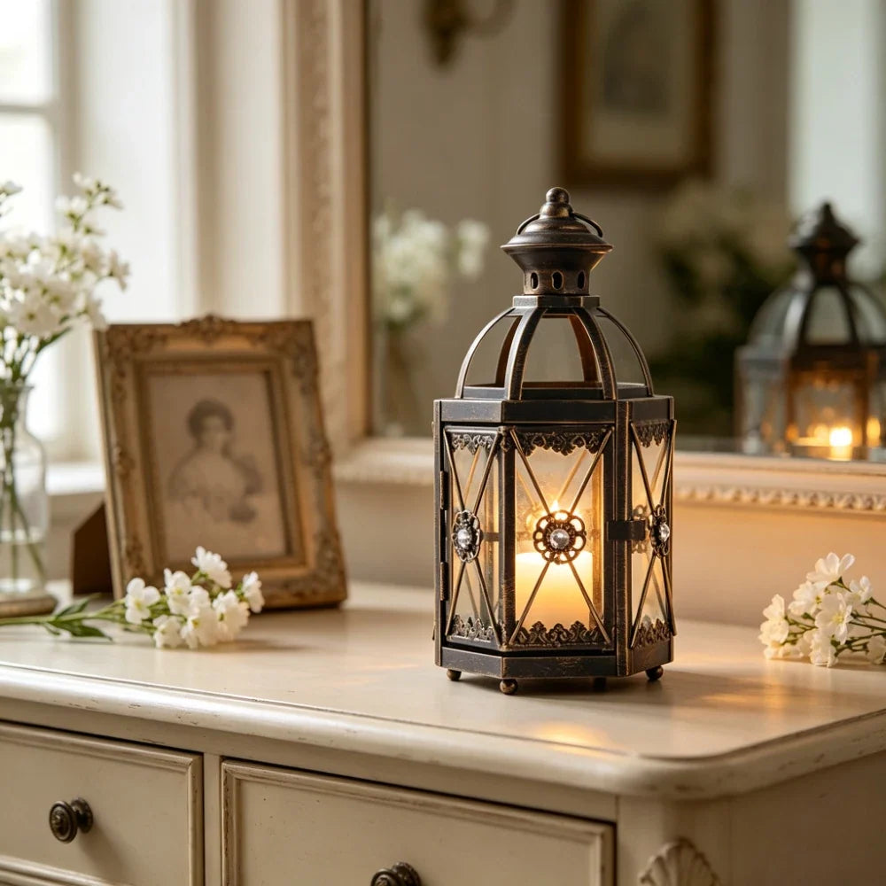 Retro Metal Iron Candle Holder Tabletop Candlestick Home Décor