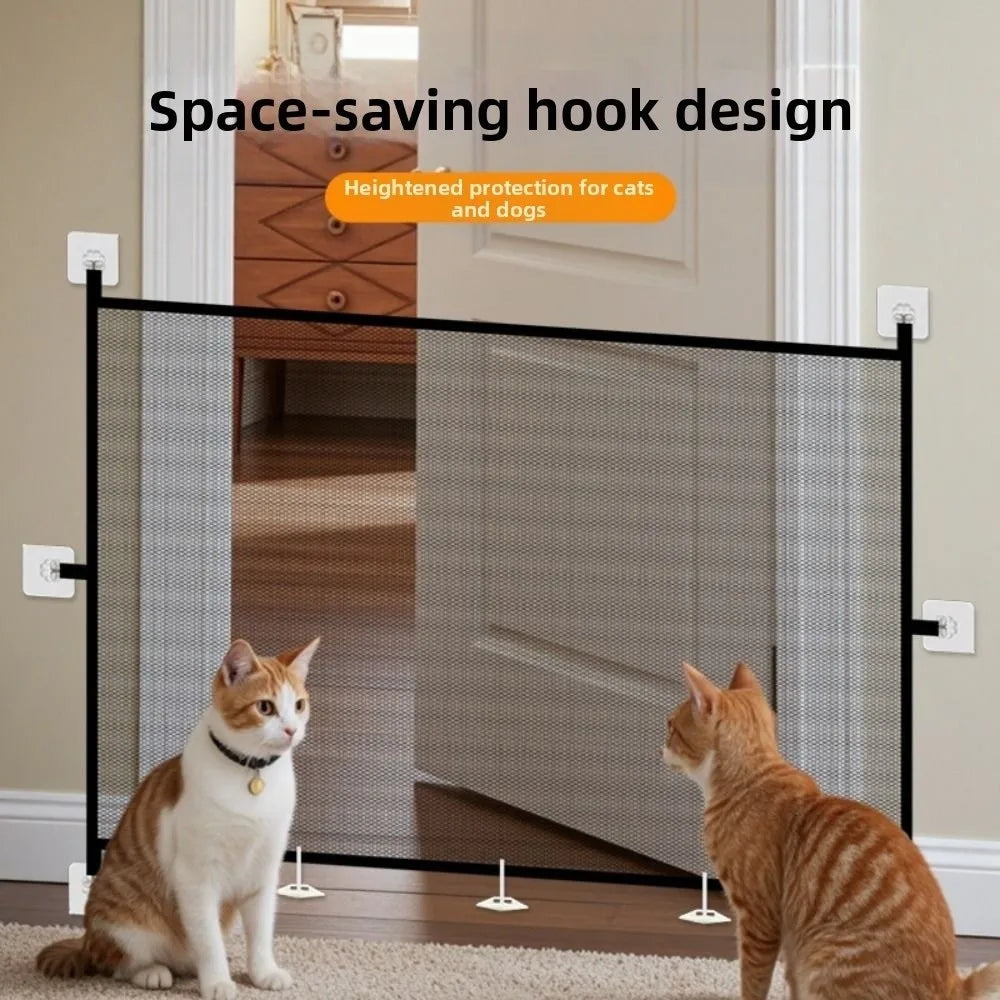 Retractable Mesh Pet Safety Gate – Folding Dog Barrier Fence