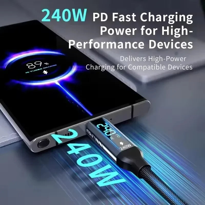 USB4 Cable 40Gbps 240W 8K Type-C Thunderbolt 4 Fast Charge