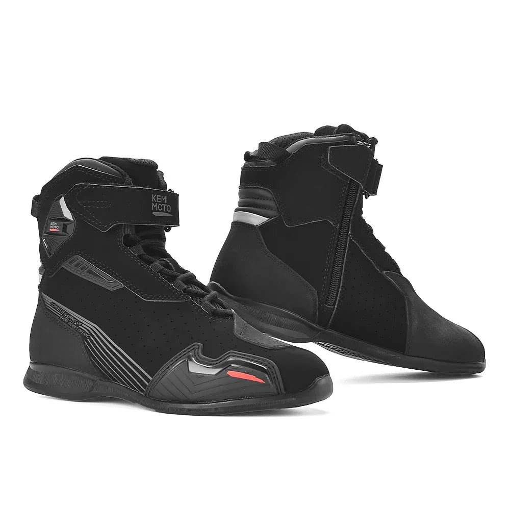 KEMITOUR Men's Motorcycle Ankle Boots – CE Certified Riding