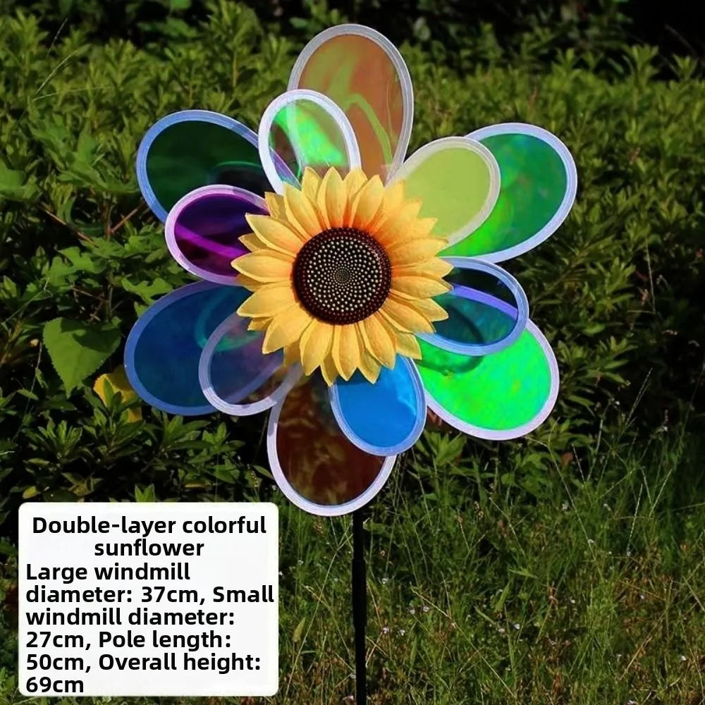 Sunflower Windmill Garden Spinner – Double Layer Laser Pinwheel