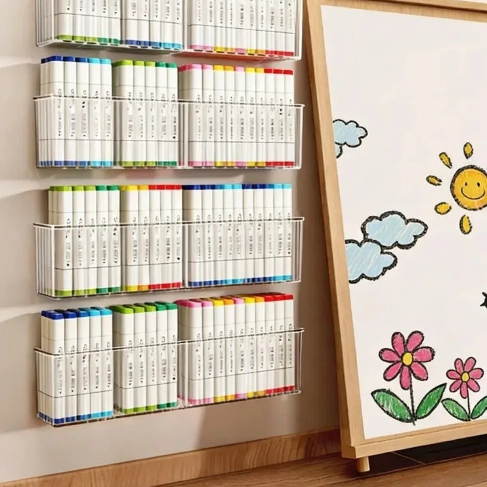 Wall-Mounted Acrylic Pen & Marker Organizer – 3 Compartments