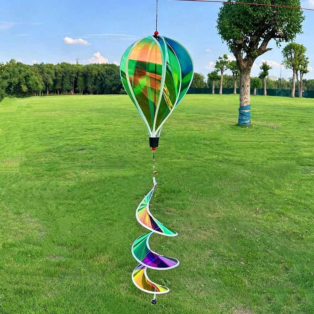 Rainbow Hot Air Balloon Wind Spinner – Colorful Garden Decor