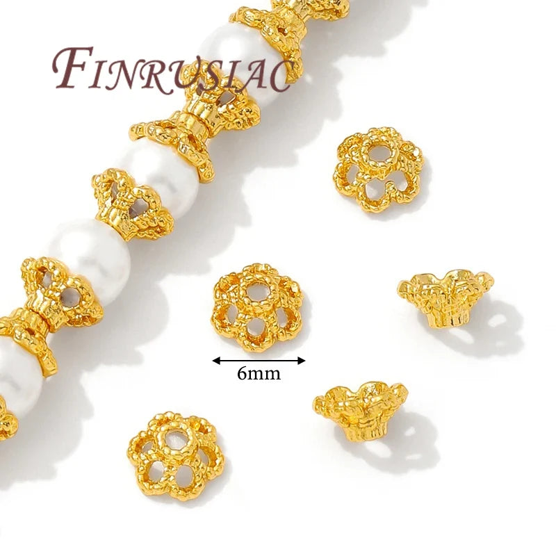 6mm 18K Gold Plated Flower Bead Caps – DIY Jewelry Spacers