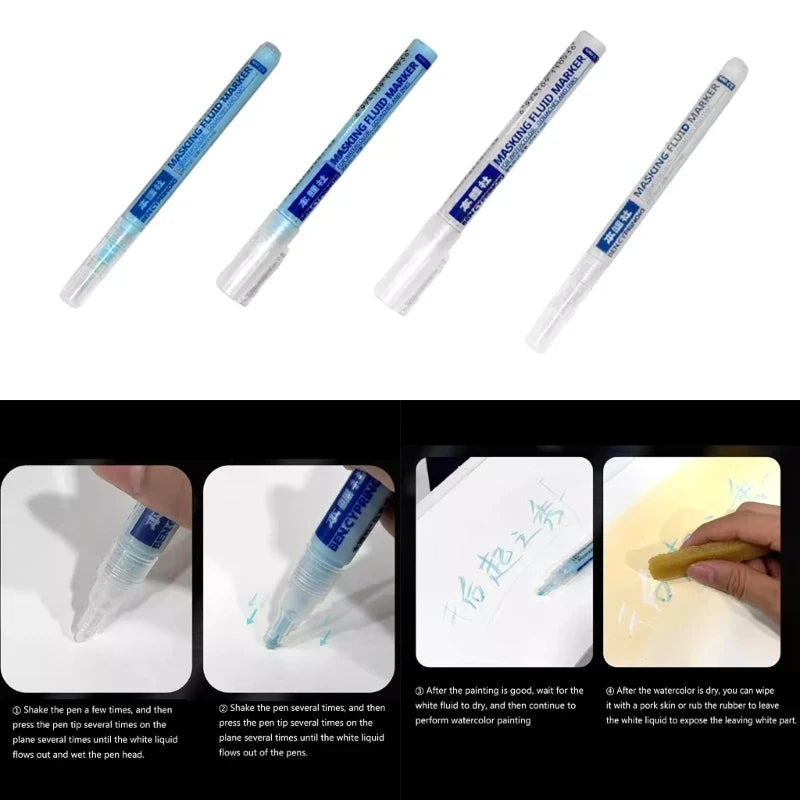 ZHUTING Masking Fluid Marker Pen 0.7mm & 0.3mm – Watercolor Art