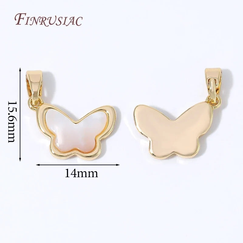 18K Gold Plated Mother of Pearl Shell Charms – Heart & Butterfly