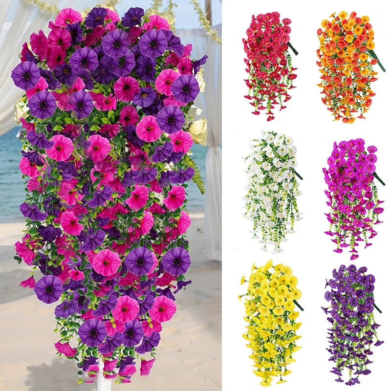 Artificial Morning Glory Wall Hanging Faux Flower Vine Decor