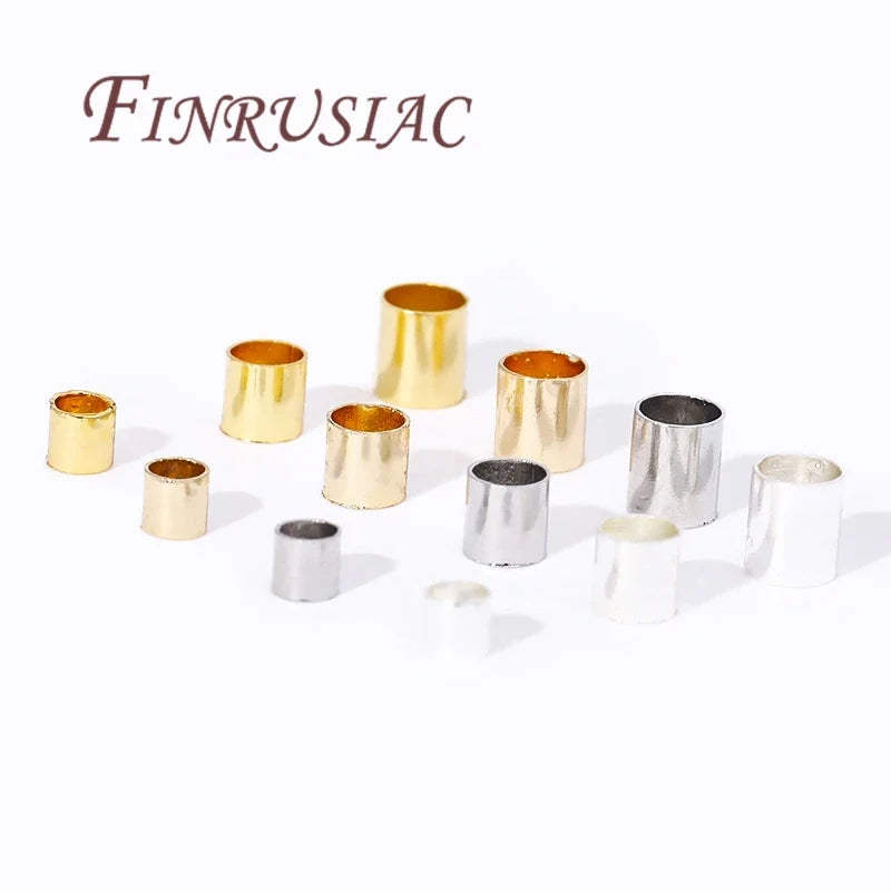 100pcs Gold Plated Tube Crimp Beads 2mm–3mm | DIY Jewelry Findings