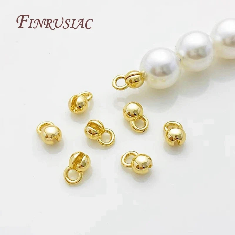 18K Gold Plated Crimp Beads & End Covers – 10/20 Pcs DIY