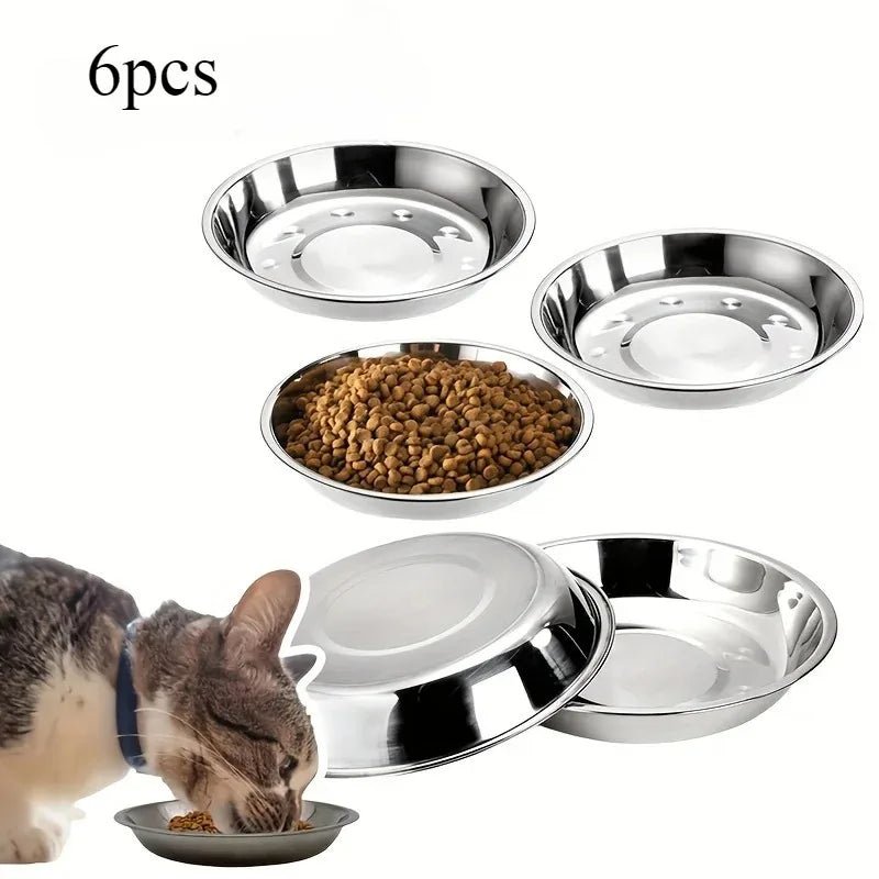 Stainless Steel Cat Bowls 2/6 Pcs – Non-Slip Wide Low-Profile