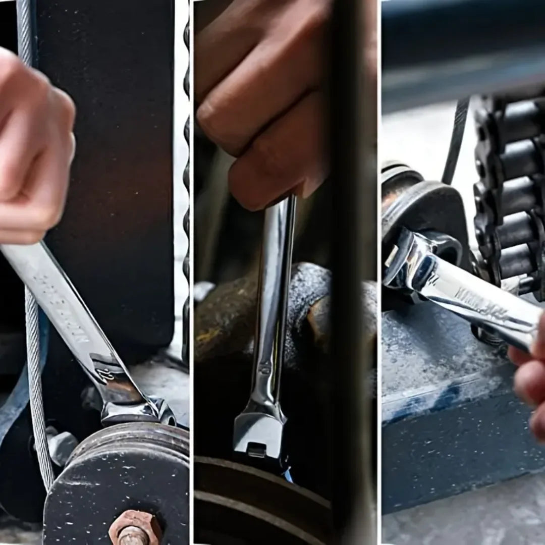 11-Pc Vanadium Steel Wrench Set – Hex Keys & Swivel Ratchet