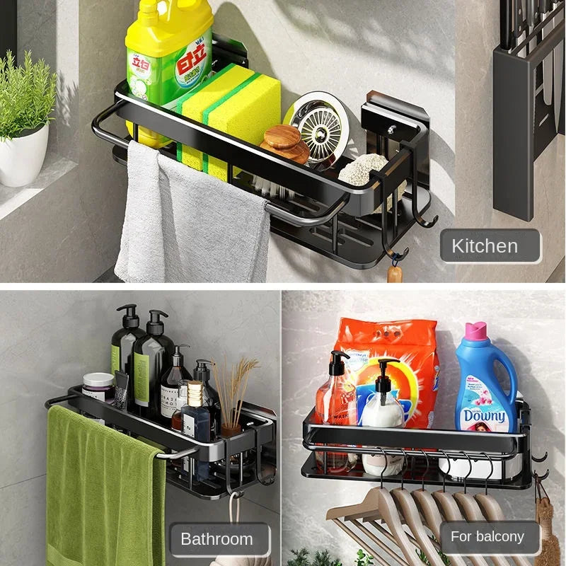 Space Aluminum Sink Organizer Rack – Sponge & Towel Holder