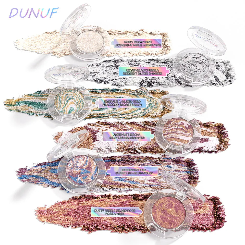 DUNUF Marbled Baked Highlighter Palette – Shimmer Contour Powder