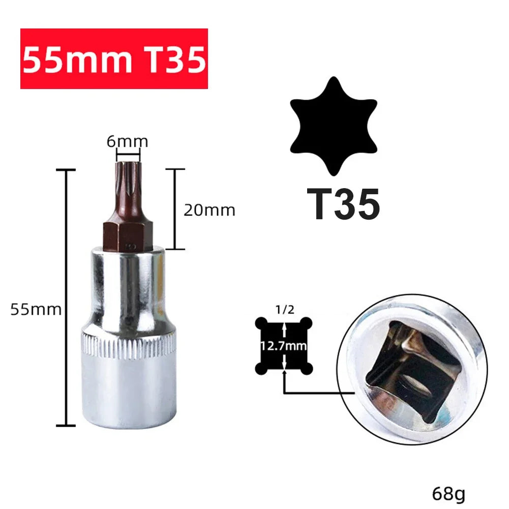 Torx Bit Socket T20–T70 | 1/2" Drive Alloy Steel | DAZZLEEX