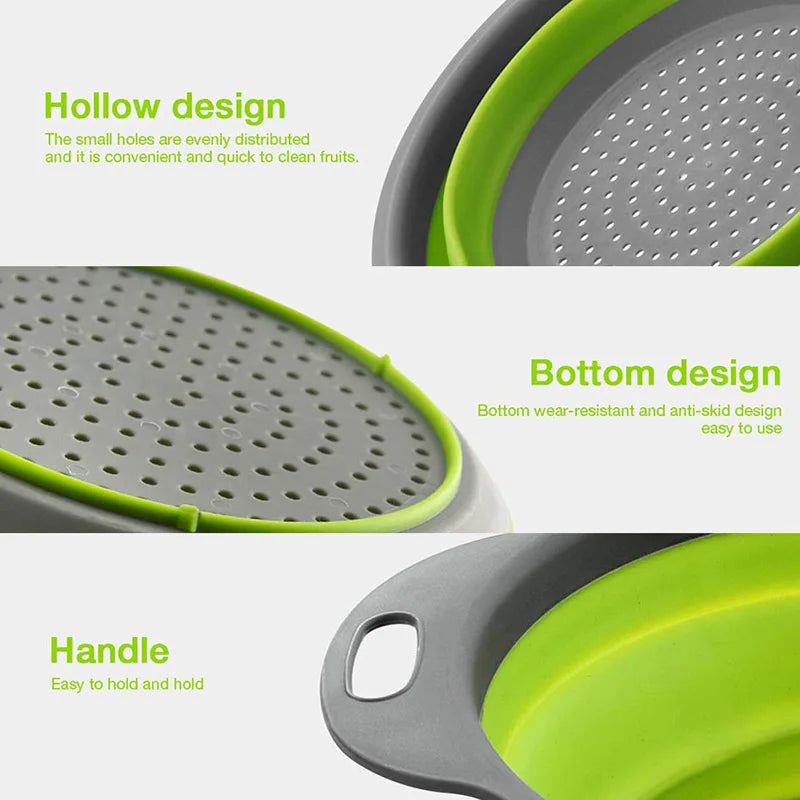 Foldable Silicone Colander Basket – Fruits & Vegetables
