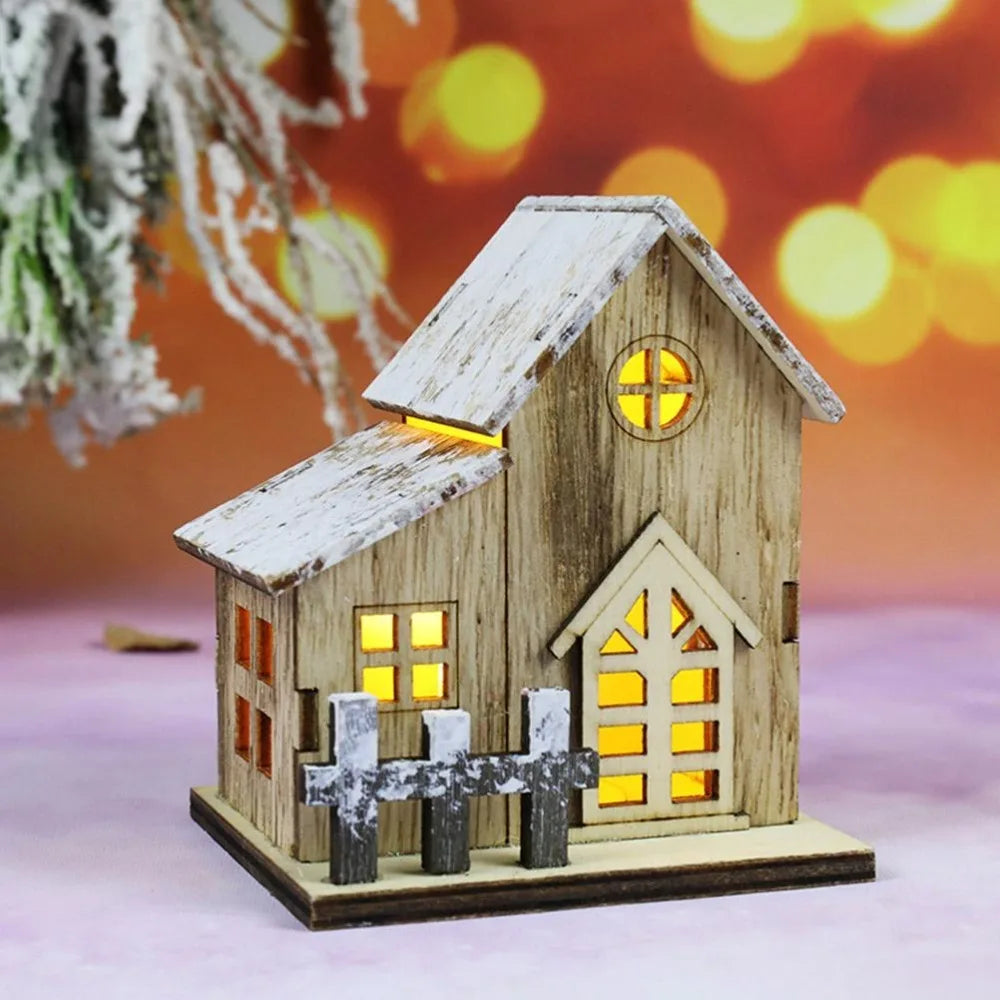 LED Wooden Christmas Cabin Decoration | Warm Glow Holiday Decor