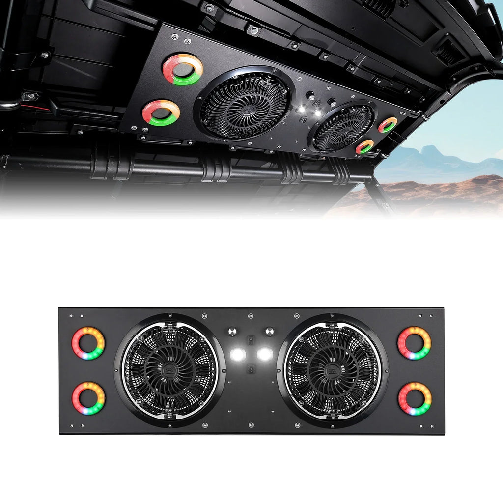 12V UTV Cab Cooling Fan with Dome Light & RGB – IP66 Rated