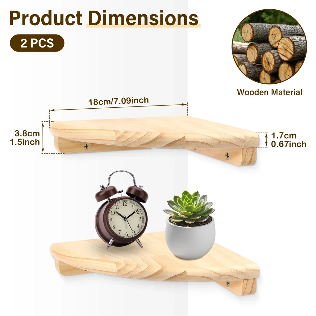Wooden Scalloped Corner Floating Shelf – 2 or 4 Pack