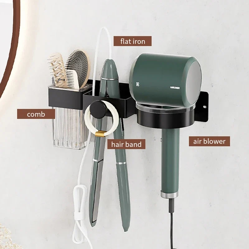 Wall-Mount Hair Dryer & Styling Tool Storage Rack