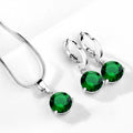 3-Piece Multicolor Zircon Silver Jewelry Set – Earrings & Necklace