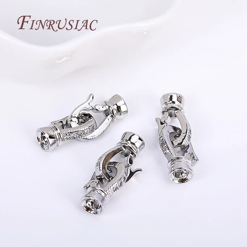 Rhodium Plated Zircon Necklace Clasps | DIY Jewelry Findings