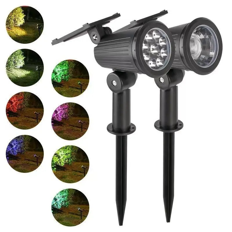 Solar Garden Spotlights RGB IP65 Waterproof Adjustable Landscape