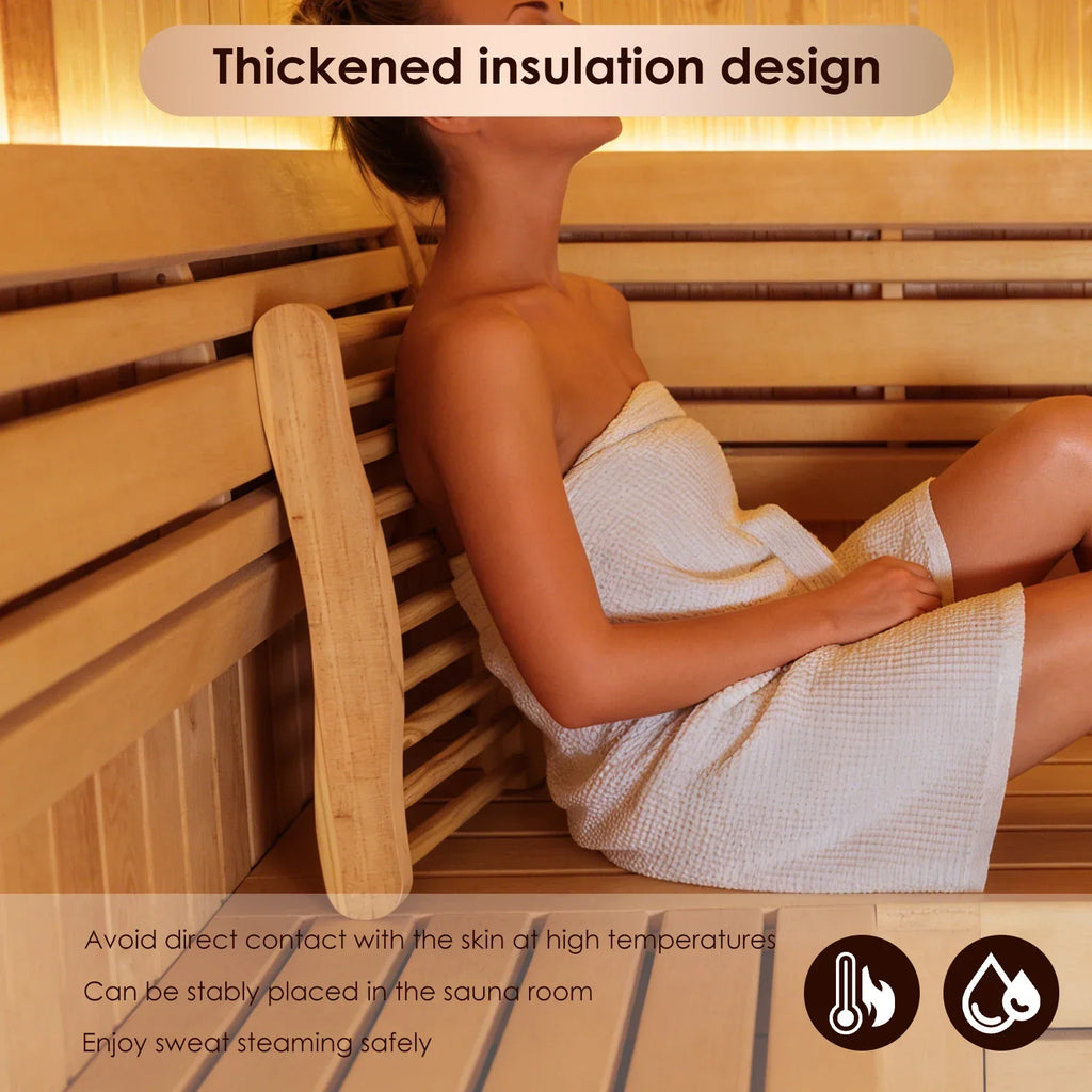 Wooden S-Shape Ergonomic Sauna Backrest – Anti-Slip Spa Chair