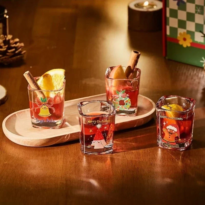 Christmas Cartoon Glass Red Wine Cup Gift Box Set
