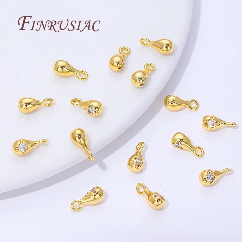 18K Gold Plated Zircon Drop Pendants – Brass DIY Jewelry Charms