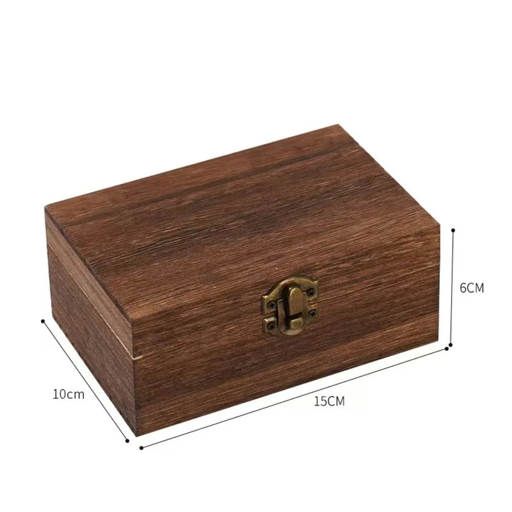 Vintage Wooden Flip Lid Storage Box – Jewelry & Gift Organizer