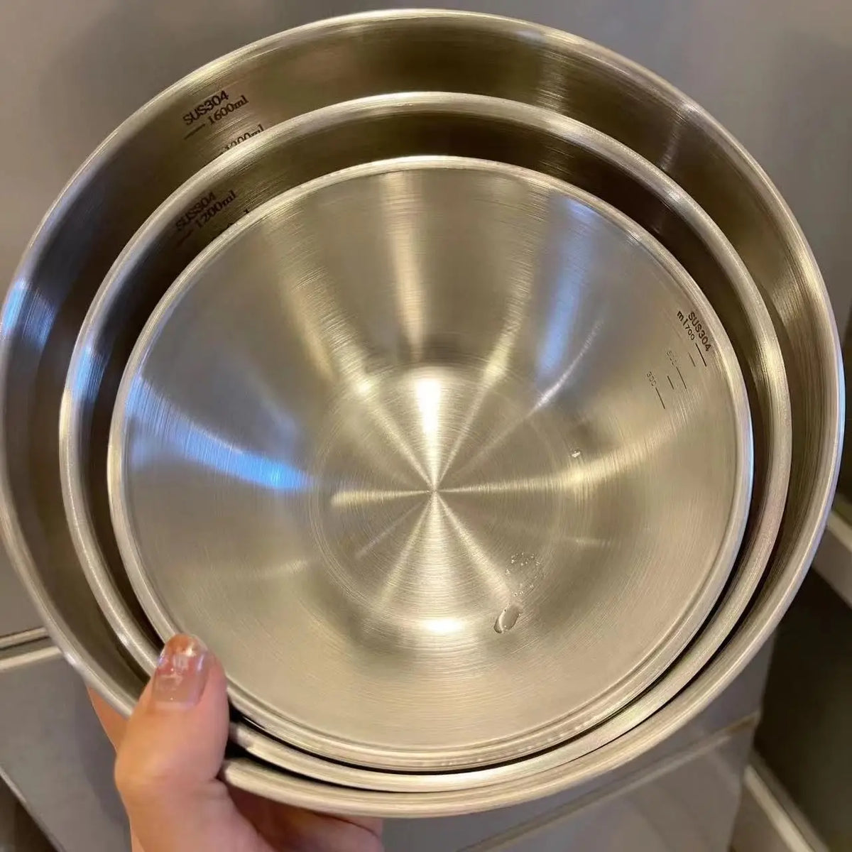 Stainless Steel Mixing Bowl Set with Scale – 1-3 Pcs
