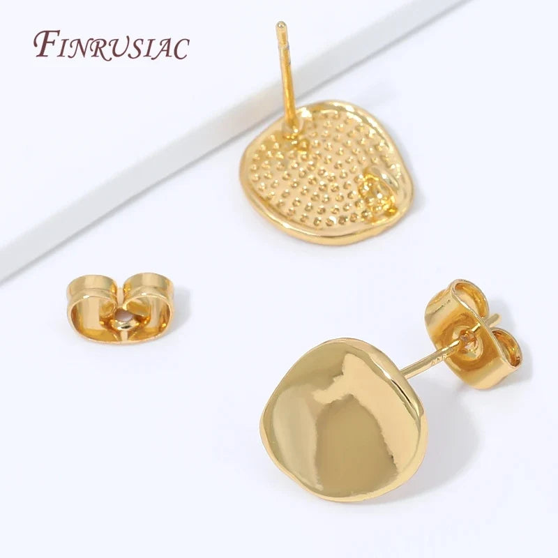 18K Gold Plated Wave Earring Stud Blanks for DIY Resin Jewelry