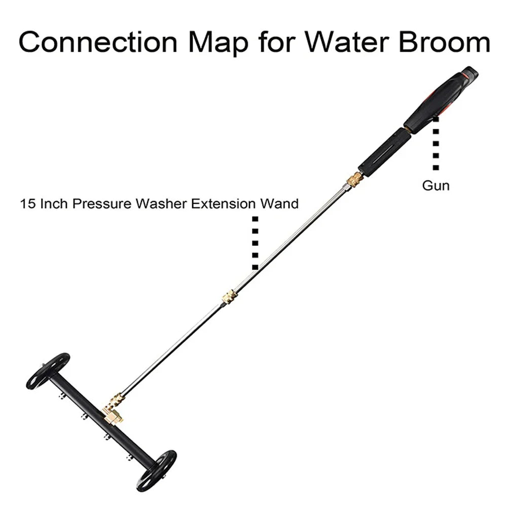 16" Undercarriage Pressure Washer Water Broom + 3 Wands