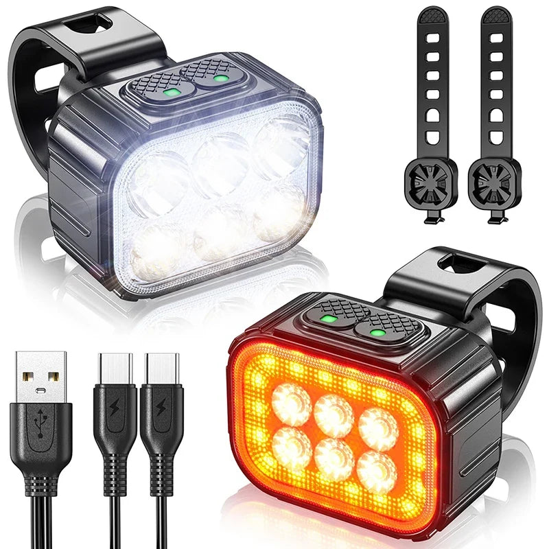 Q6 Rechargeable Front & Rear Bike Light Set | LED Bicycle Lamps