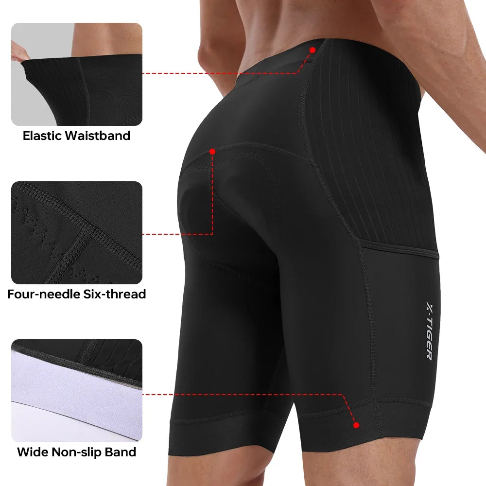 X-TIGER Men's Padded MTB Road Cycling Shorts | Breathable