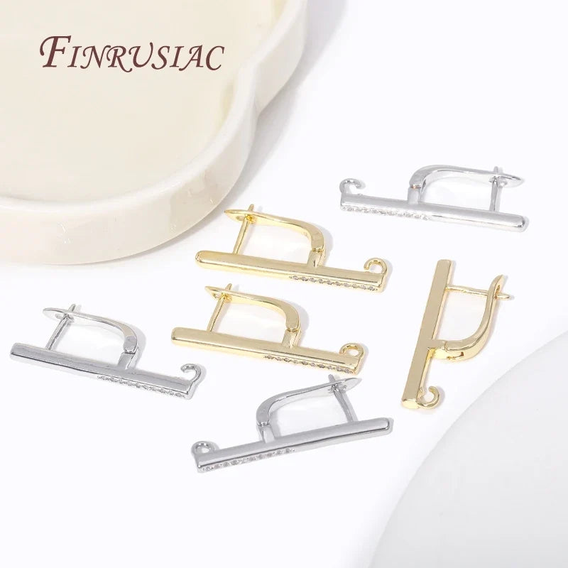 18K Gold Plated Zircon Earring Hooks | DIY Jewelry Findings