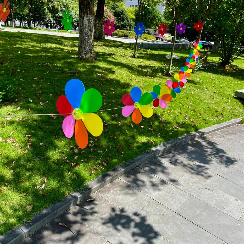 10-Pack Colorful Pinwheel Windmill String – 26cm, 10m Wire Rope