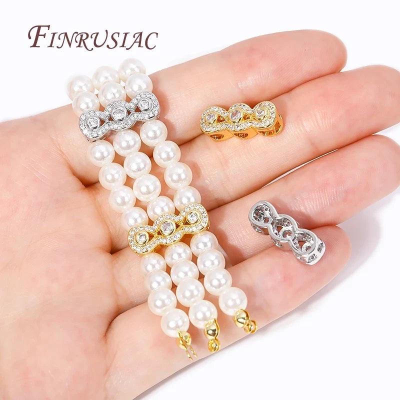 18K Gold Plated Zircon Spacer Beads | 3-Row Necklace Connector