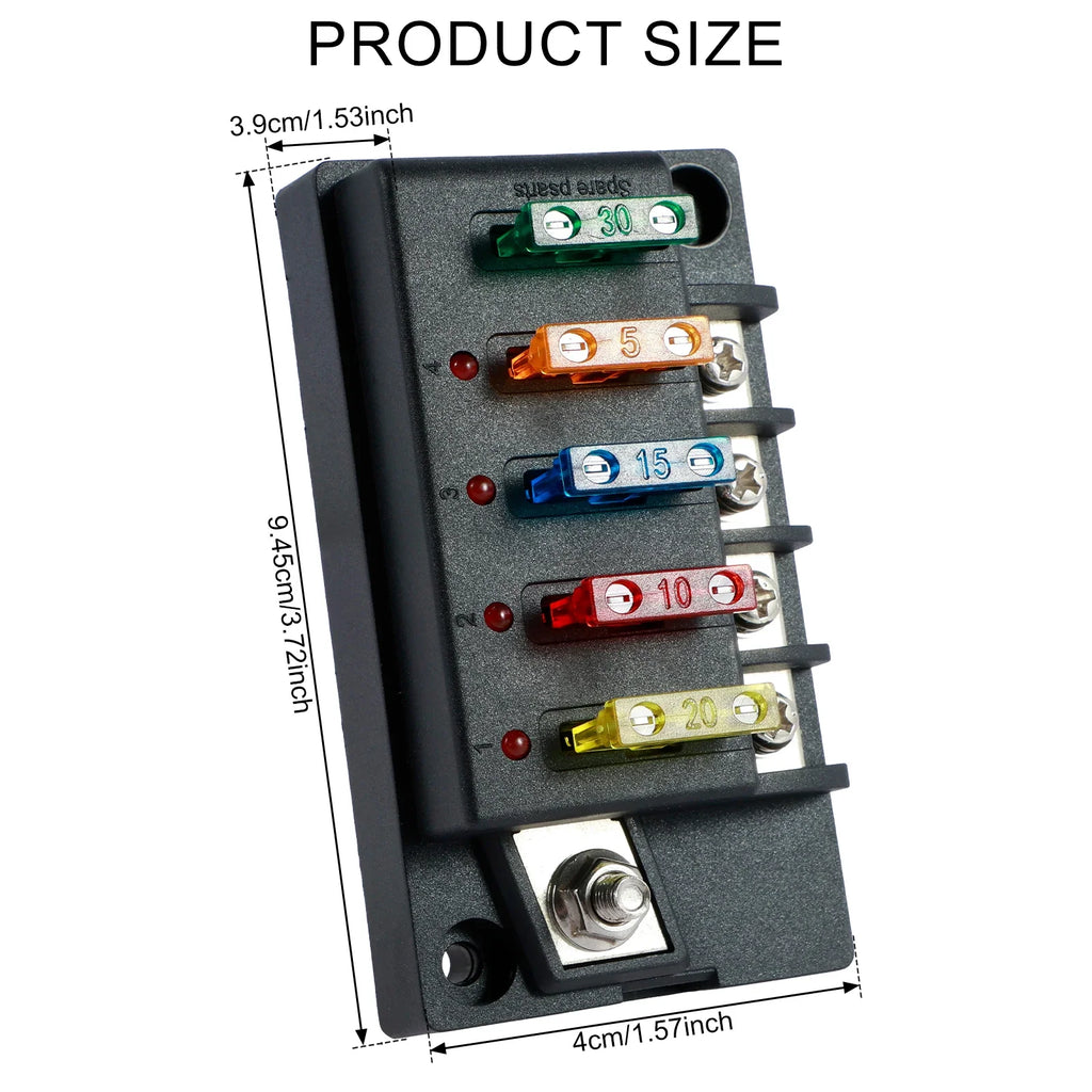 12V Blade Fuse Block 4/6 Circuit with LED Indicator – Car & Marine