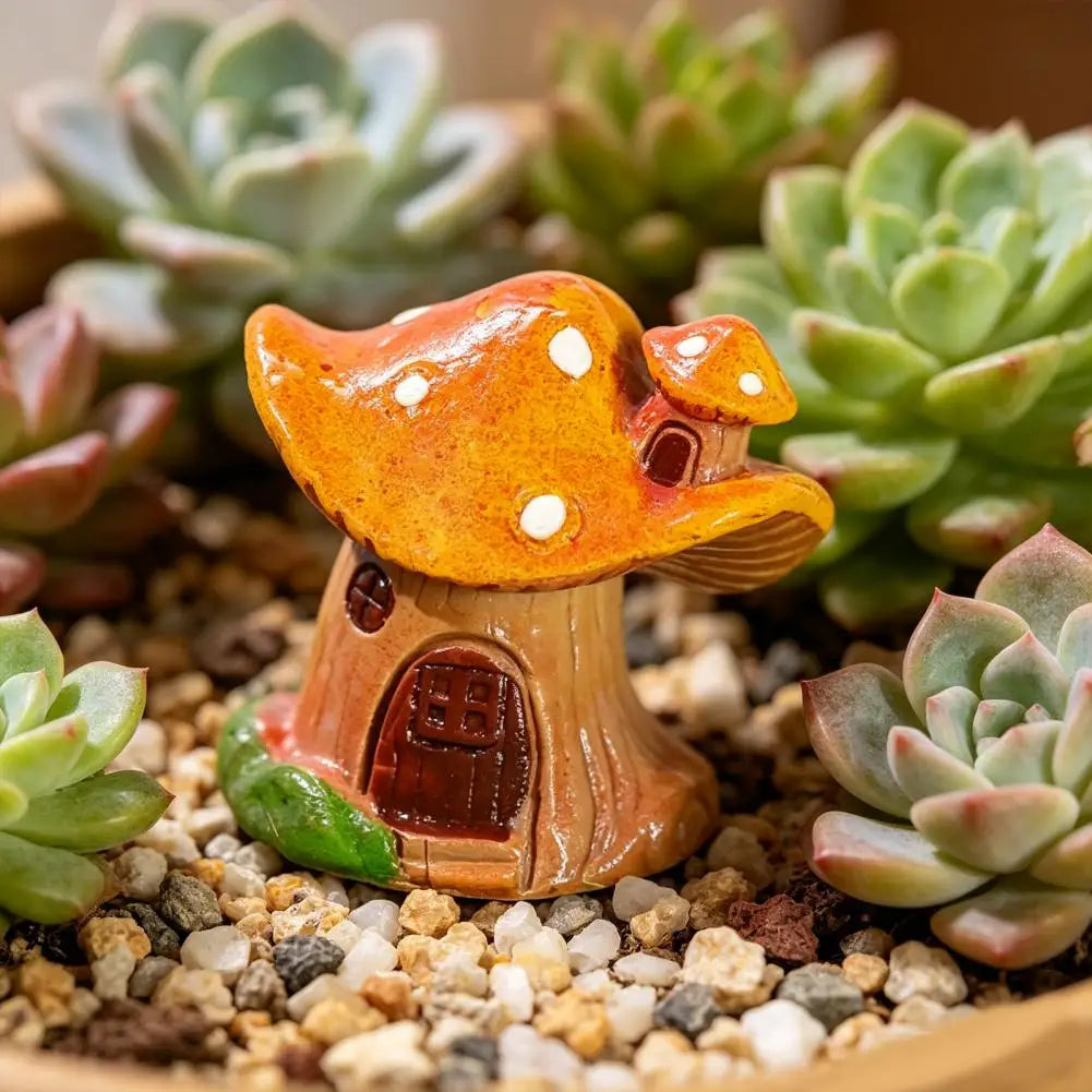 Resin Mushroom House Fairy Garden Miniature Ornament Decor