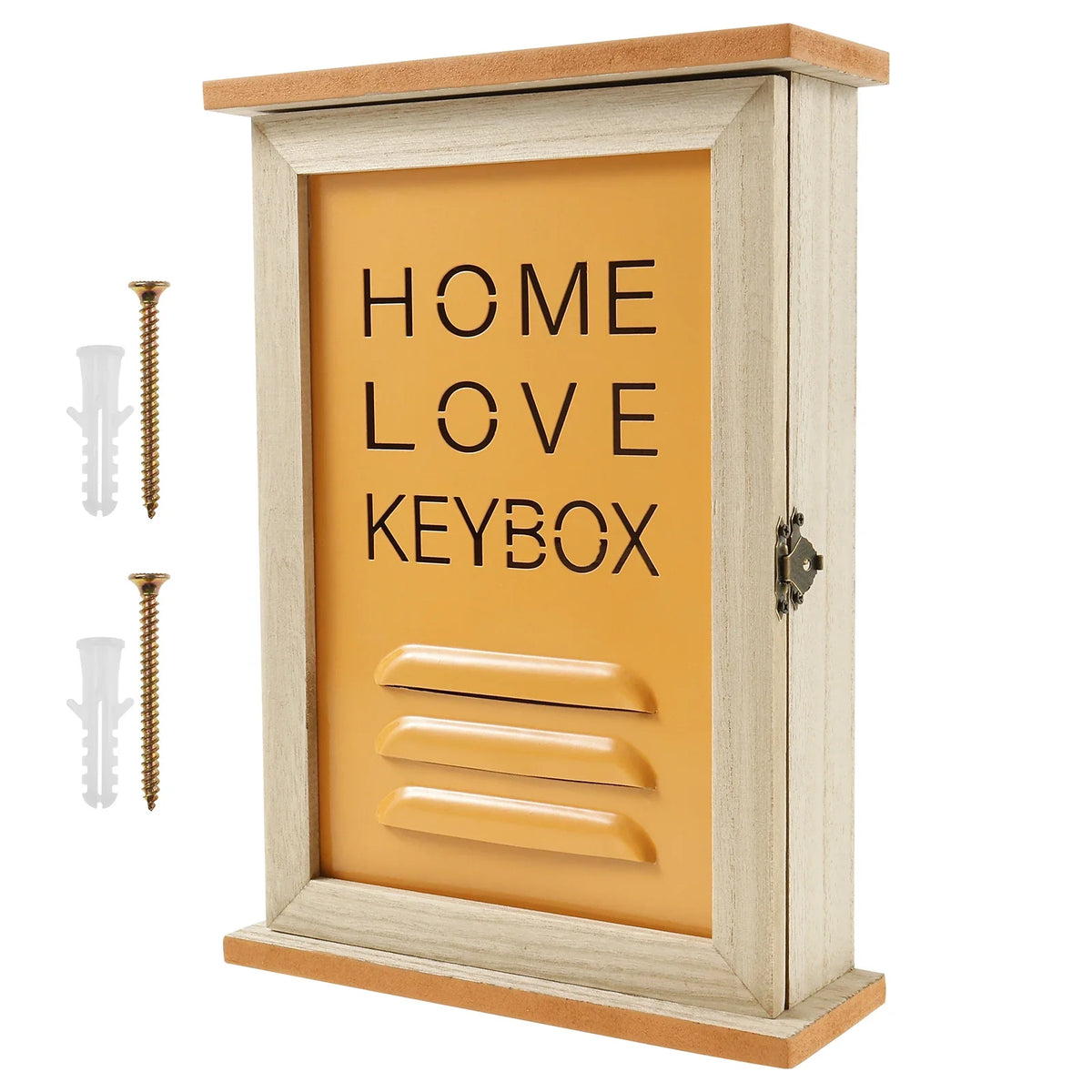 Wall Key Holder Cabinet – Wooden Key Box with 6 Hooks