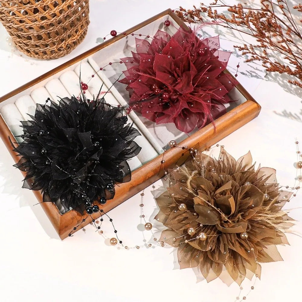 3D Organza Pearl Flower Patch – Handmade DIY Sewing Decal