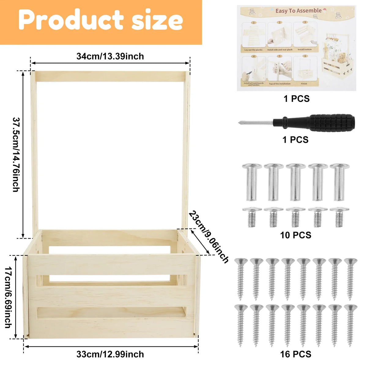 Wood Baby Storage Crate with Hanging Rack – Nursery Organizer