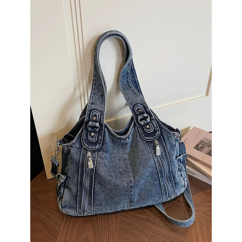Nixie Women's Denim Tote Bag – Large Capacity Shoulder Bag