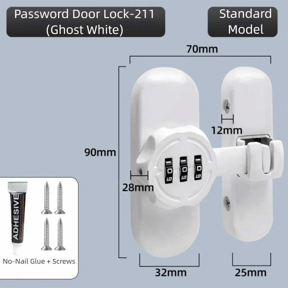 Zinc Alloy Mechanical Password Lock – 90/180° Sliding Door Bolt