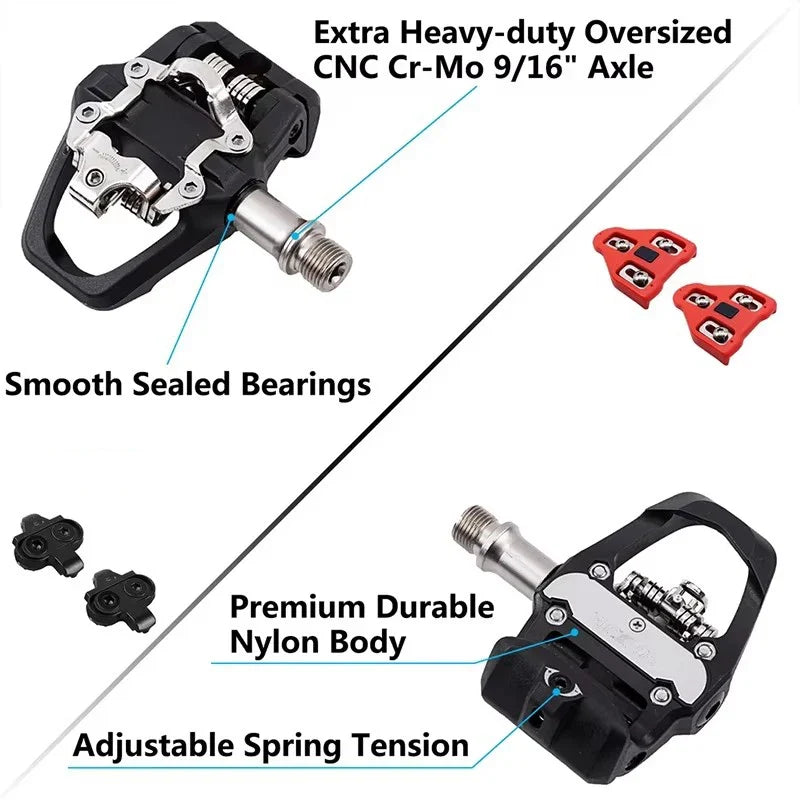 BUCKLOS Dual Function Bike Pedals – SPD & LOOK Delta Compatible
