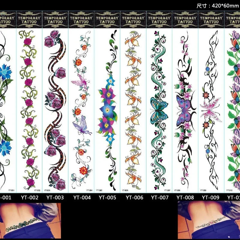 Rose Butterfly Temporary Tattoo Stickers – 10 Sheets, Waterproof