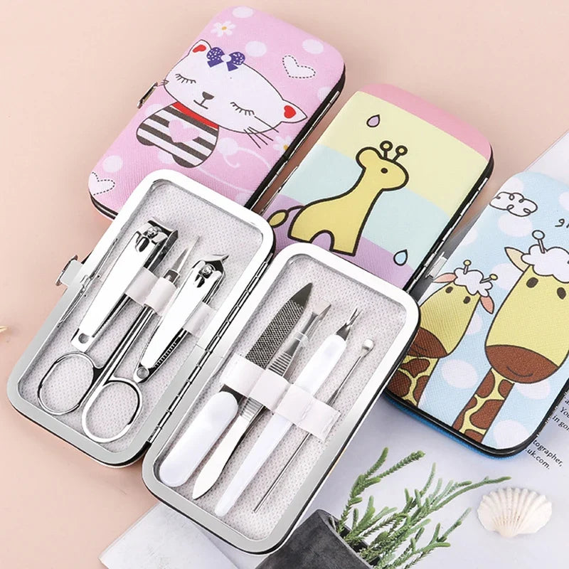 7-Piece Manicure Set with Cartoon Storage Box | Nail Care Kit
